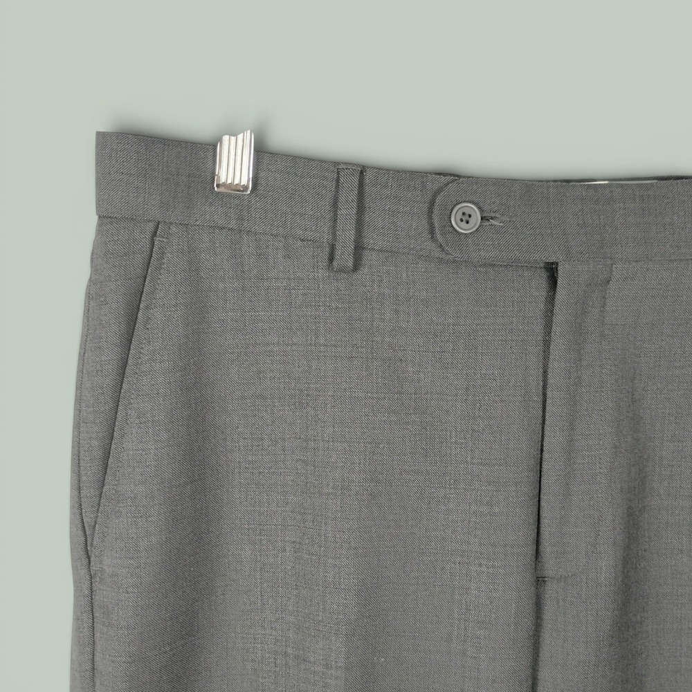 Saks Fifth Avenue Mens Charcoal Gray Dress Pants Size 34 Flat Front Trousers